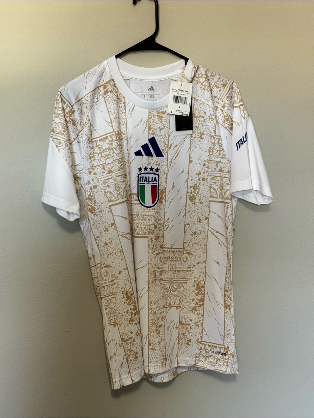 adidas Italy White & Gold Graphic Soccer Jersey
